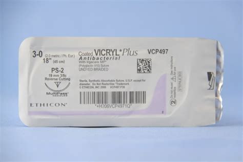 Ethicon Suture Vcp497g 3 0 Vicryl Plus Antibacterial Undyed 18 Ps