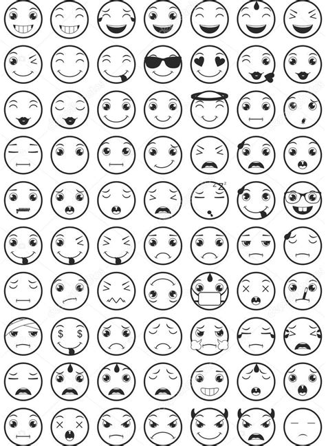 Line Emoticons Emoji Vector Set — Stock Vector © Biurolandartws
