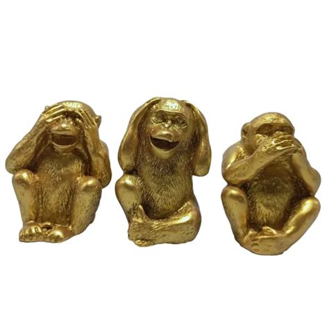 Three Wise Monkeys Symbol Figurine Statues Resin See Hear Speak No Evil