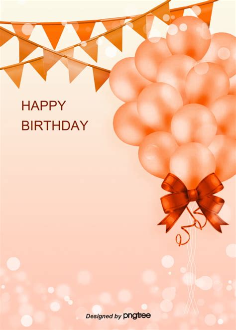 Orange Realistic Style Romantic Happy Birthday Background Wallpaper