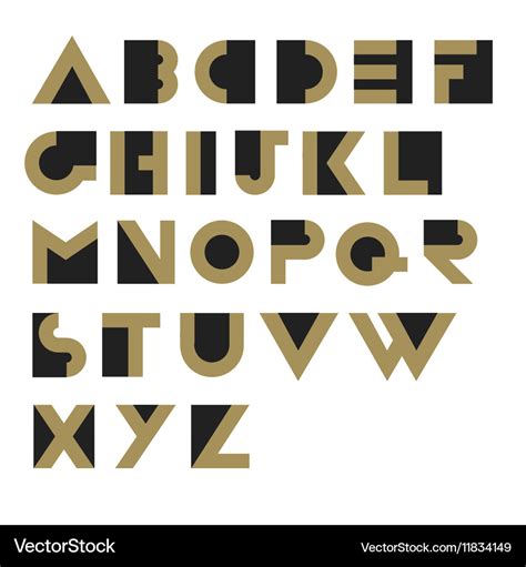 Geometric Retro Alphabet Art Deco Style Type Font Vector Image