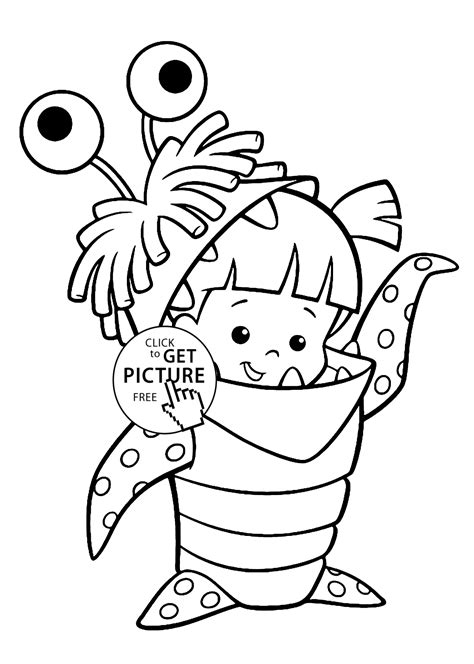 Download this adorable dog printable to delight your child. Boo costume Monster Inc coloring pages for kids, printable ...