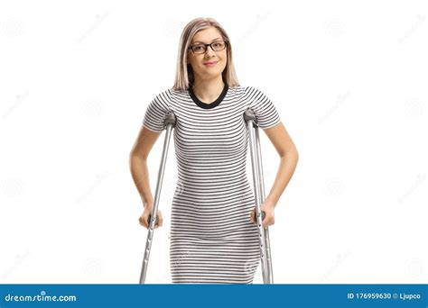 Young Woman With Crutches Stock Photo Image Of Accident 176959630