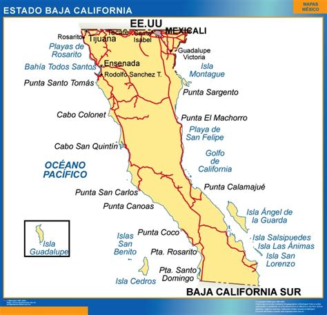 Mapa Fisico De Baja California Mexico