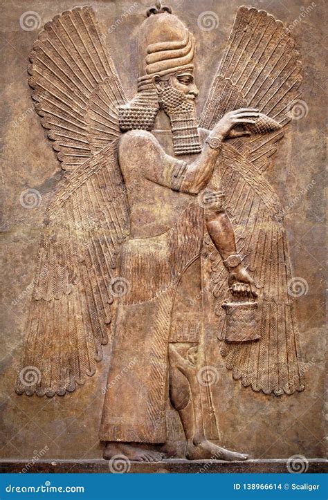 Assyrian Wall Relief Of A Winged Genius Stock Photo Image Of Ancient Famous