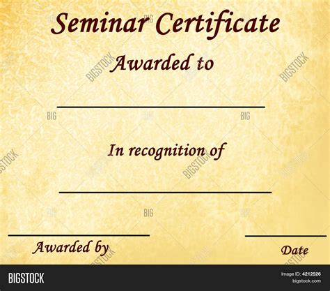 Seminar Certificate Image And Photo Free Trial Bigstock