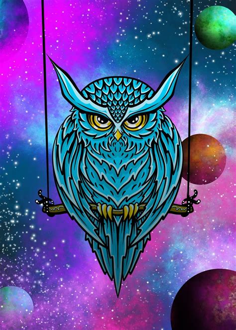 Space Owl Illustration Poster By Taofik Merchsigns Displate