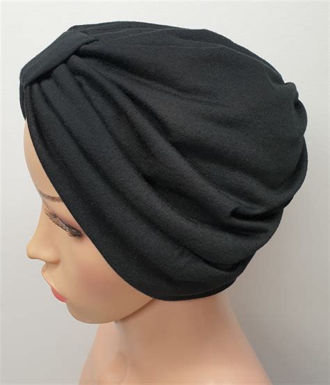 Black Turban Hat Women Turban Cotton Jersey Turban Stretchy Etsy