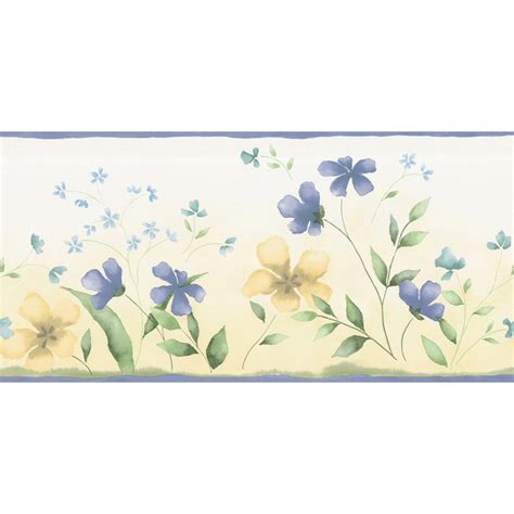 Shop Waverly 10 14 Blue And Yellow Fresh Picked Prepasted Wallpaper