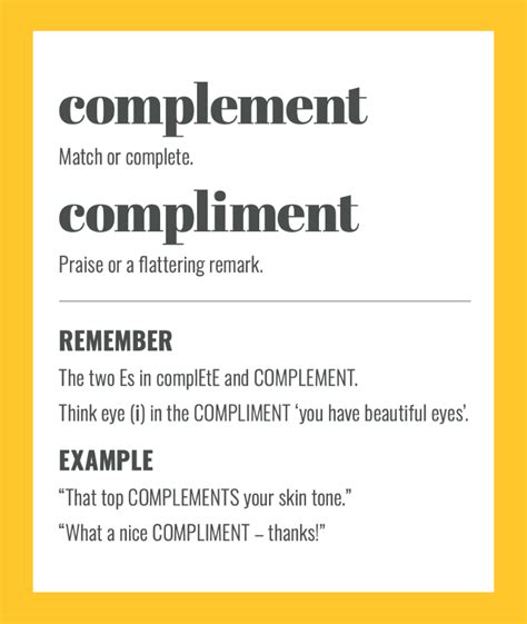 Complement Vs Compliment Spelling Tricks To Help You Decide Sarah
