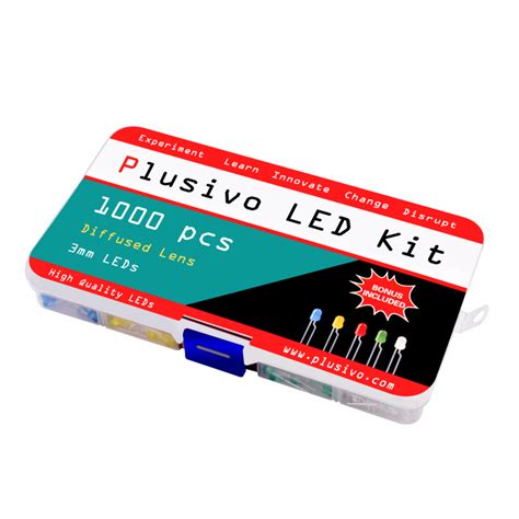 Plusivo 3mm Diffused LED Diode Assortment Kit