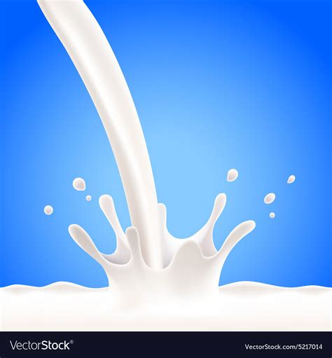 Pouring Milk Splash On Blue Background Royalty Free Vector