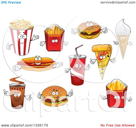 Clipart Of Cartoon Junk Food Characters Royalty Free