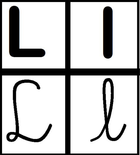 The Letter L Is Shown In Black And White With Four Different Letters