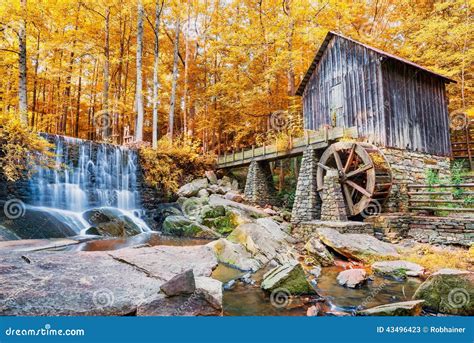 Fall Or Autumn Image Of Historic Mill And Waterfall Stock Image Image