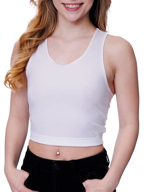 Womens Firm Compression Racerback Crop Top Chest Binder And Minimizer