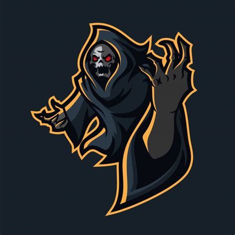 Grim Reaper Esport Gaming Mascot Logo Template Premium Vector Graphic