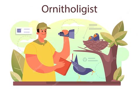 Premium Vector Ornithologist Concept Professional Scientist Study