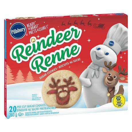 Sprinkle cookies with sugar or glitter. Pillsbury™ Ready to Bake!™ Sugar Cookies Reindeer | Walmart Canada