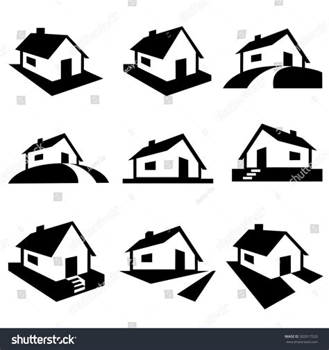 House Silhouette Icons Vector 302917520 Shutterstock