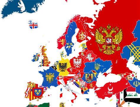 Flag Map Of Europe But With Coat Of Arms Instead Heraldry