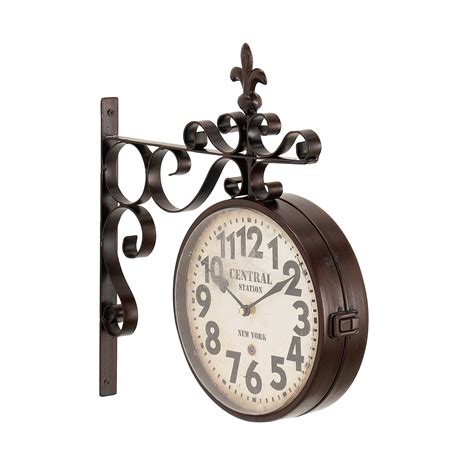 Studio 350 Rustic Iron Central Station Vintage Double Sided Wall Clock