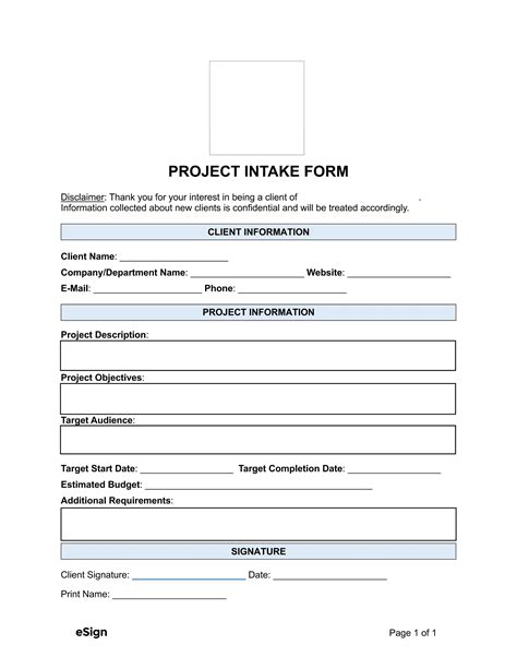 Free Project Intake Form Pdf Word