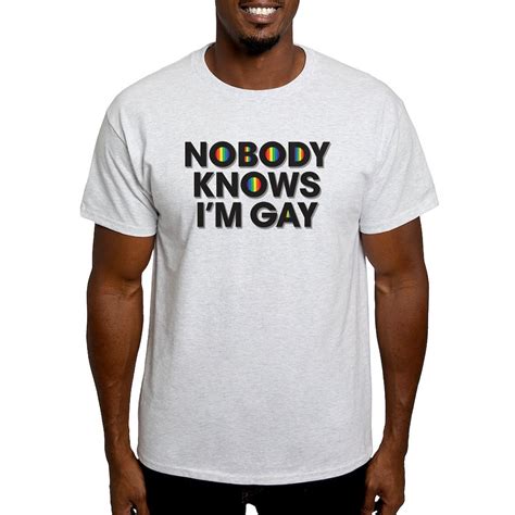 Cafepress Nobody Knows Im Gay Light T Shirt 100 Cotton T Shirt 1779892535 Ebay