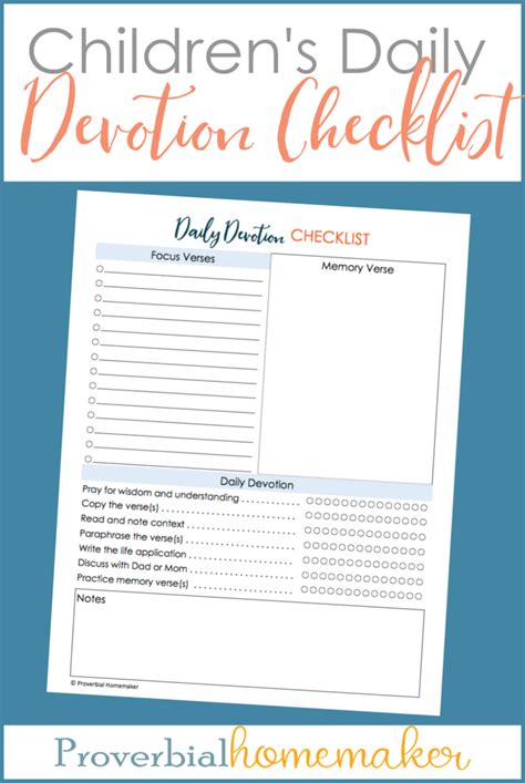Childrens Daily Devotion Checklist Free