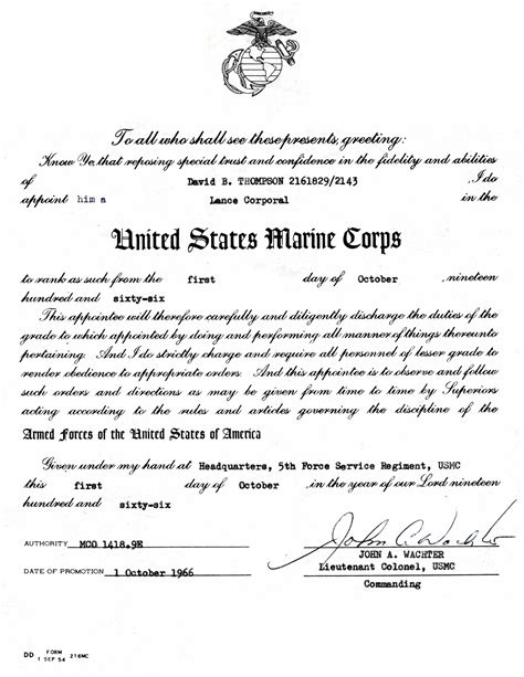 Usmc Promotion Warrant Template
