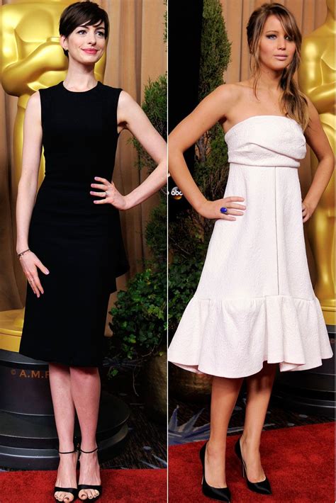 Oscars 2013 Fashion Jennifer Lawrence And Anne Hathaway Hint At Oscars