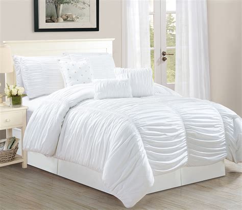 Express your personality through the classic colors and bold prints of comforters from kmart. WPM 7 Piece Royal WHITE Ruched comforter set Elegant bed ...