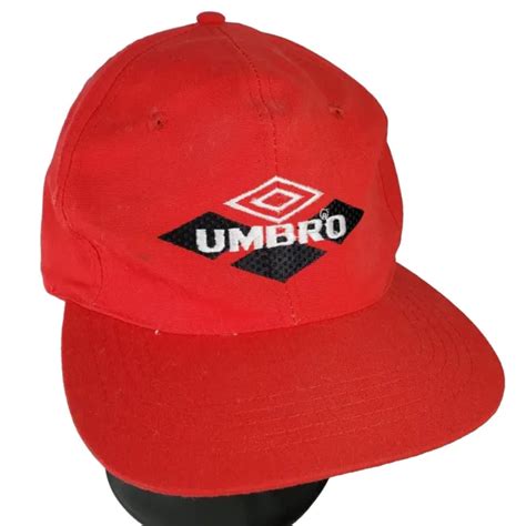 Vintage 90s Umbro Soccer Red Adjustable Snapback Hat Cap Osfa Nylon