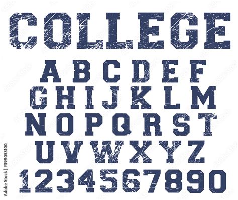 College Distressed Font Vector Sport Font Varsity Alphabet