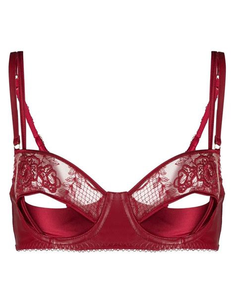 Loveday London Le Rouge Quarter Cup Bra In Red Lyst