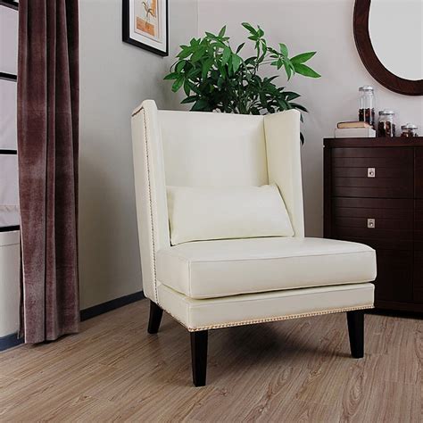 Leather accent chairs go great in front of the fireplace or in the corner of your home or office where you need a place to relax. Malia Cool White Leather Wingback Chair - 12420224 ...