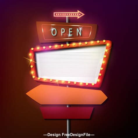 Signboard Retro Style With Light Frame Vector Eps Uidownload