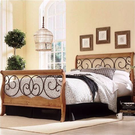 Enjoy free shipping on most stuff, even big try adding this upholstered headboard to give a fresh new look. Queen Metal and Wood Sleigh Bed in Autumn Brown Honey Oak ...