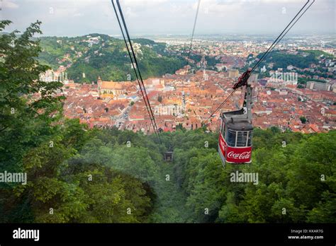 Cable Car To Mount Tampa Old Part Of Town In Background Brasov