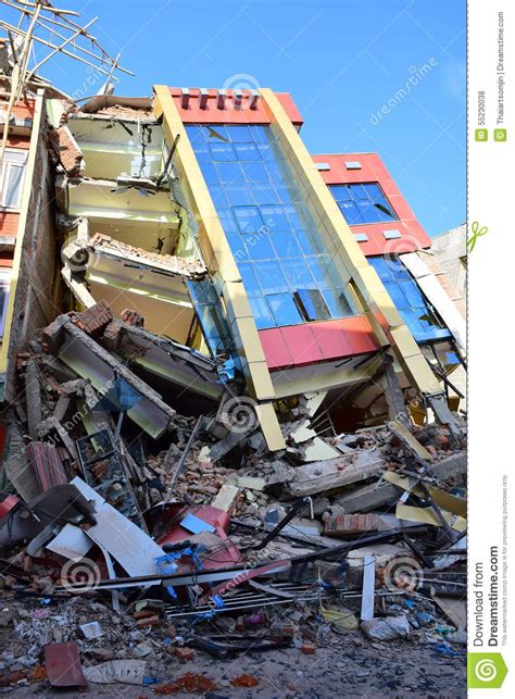 Collapsed Building After Earthquake Disaster Editorial Stock Photo