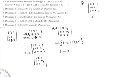 Find A Basis And The Dimension For Span Linear Algebra Youtube