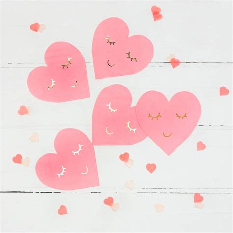 Pink Blushing Heart Napkins By Postbox Party