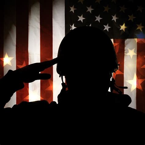 American Flag Soldier Salute Silhouette Soldier Silhouette
