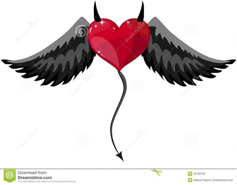 Devil horns tattoo on men forehead. Devilish Heart With Horns And Wings - Download From Over ...