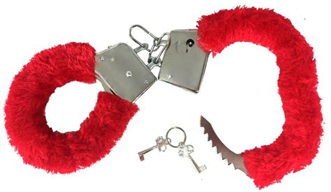 sexy soft red steel fuzzy furry handcuffs fur trimmed sex toy hand cuffs health