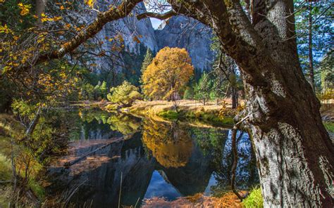 Download Wallpapers 4k Yosemite National Park Autumn River American