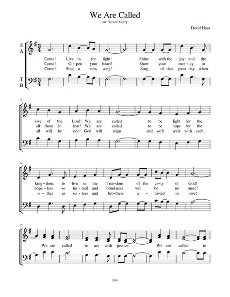 We Are Called Sheet Music For Voice Download Free In Pdf Or Midi