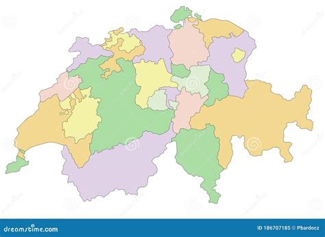 Mapa Político Editável Altamente Detalhado Da Suíça Ilustração Do Vetor Ilustração De Capital