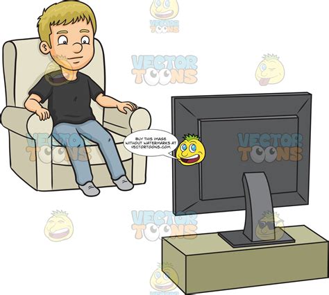 A Man Watching Tv Clipart Cartoons By Vectortoons