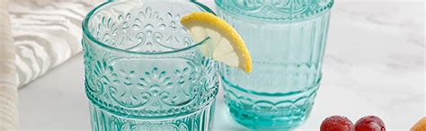 Gala Houseware Colored Water Glasses Embossed Design Drinking Glasses Tumblers Set 12 Oz Of 4